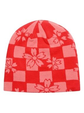 b.Eautiful Sakura Checker Beanie – Red | One Size | Like New